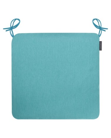 Galettes de chaises confort exterieur à nouer turquoise-Lot de 4-44x44