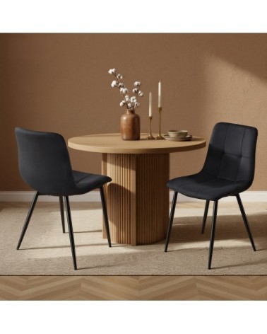 Lot de 4 chaises rembourrées en velours chaises de salle à manger noir