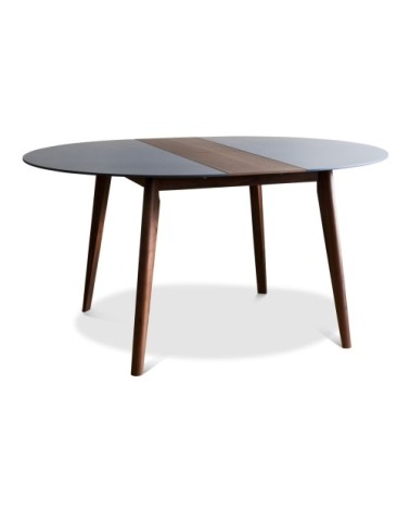 Table scandinave à rallonge en bois marron et bleu