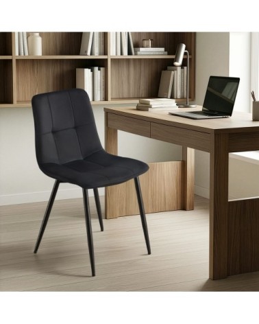 Lot de 4 chaises rembourrées en velours chaises de salle à manger noir