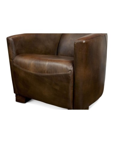 Fauteuil club en cuir marron