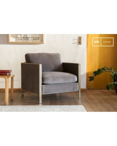 Fauteuil en velours gris