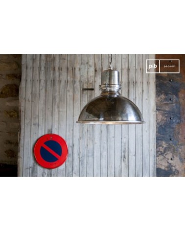 Grande suspension en métal argenté