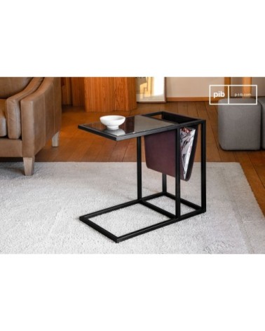 Table porte-revues en marbre noir