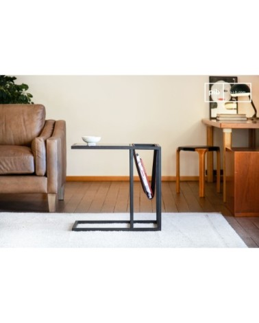 Table porte-revues en marbre noir