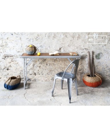 Console industrielle en teck marron