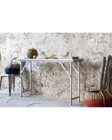 Console industrielle en teck marron