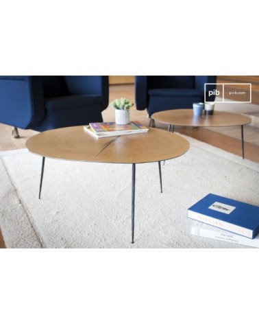 Petite table basse bois-métal marron