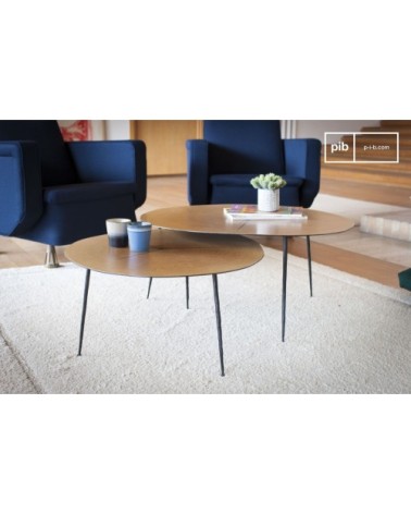 Petite table basse bois-métal marron