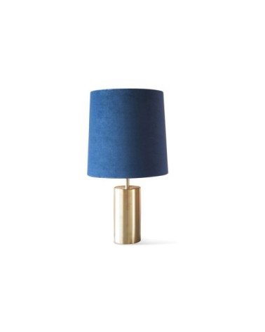 Lampe en métal doré et velours bleu