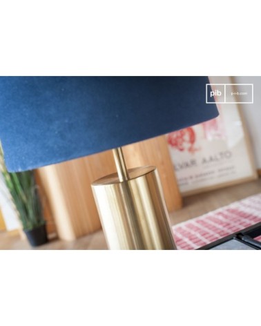 Lampe en métal doré et velours bleu