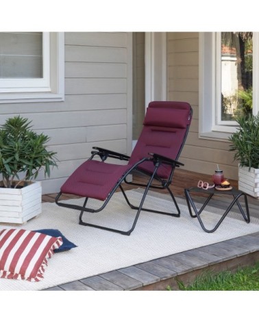 Fauteuil relax matelassé zéro gravité en acier rouge l88xl71xh115