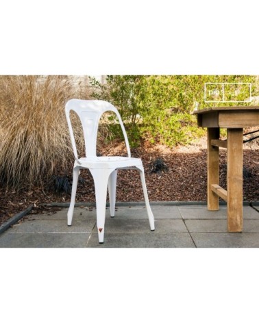 Chaise vintage en métal blanc