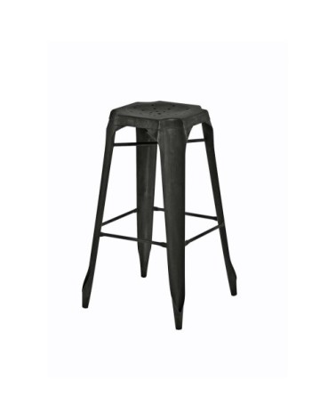 Tabouret de bar industriel en métal noir vieilli