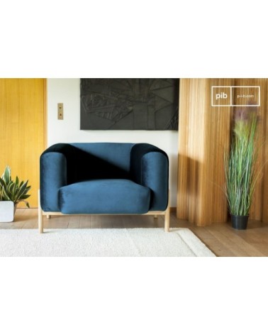 Fauteuil en velours bleu