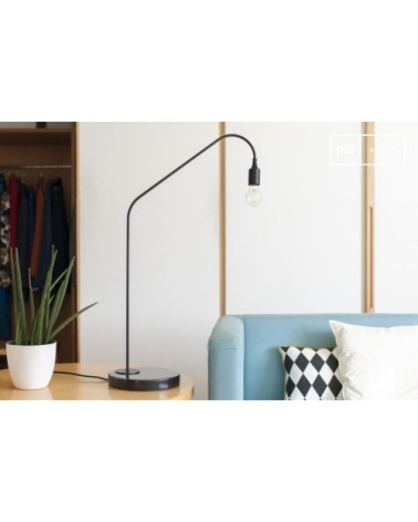 Lampe de table en métal et marbre noir