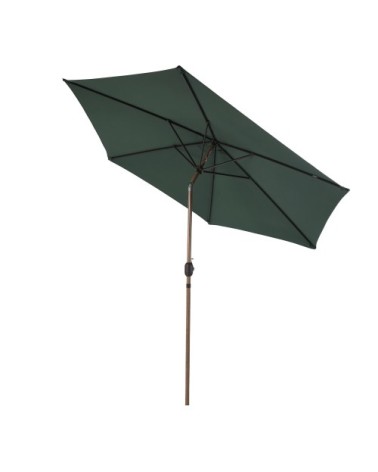 Parasol rond à mât central, aspect chêne/vert, acier, ø 300 cm