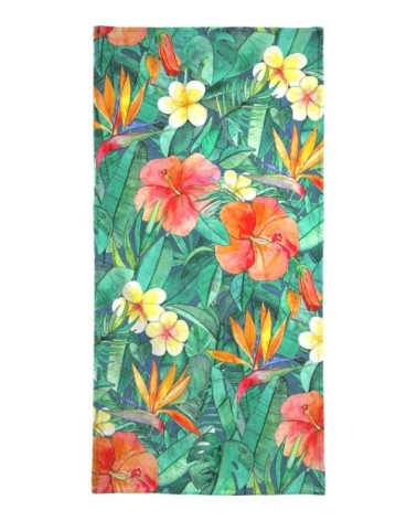 Serviette de bain en éponge-velours en multicolore & vert 70x140