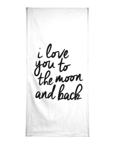 Serviette de bain en éponge-velours en blanc & noir 70x140