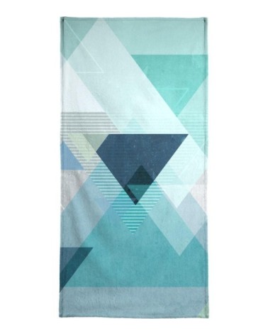 Serviette de bain en éponge-velours en bleu & gris 40x80