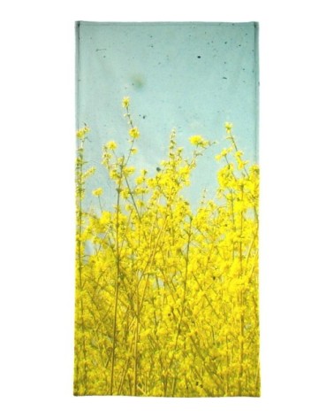 Serviette de bain en éponge-velours en bleu & jaune 40x80