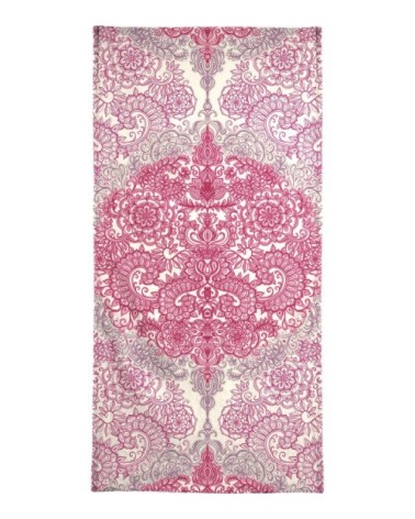 Serviette de bain en éponge-velours en rose & rouge 70x140