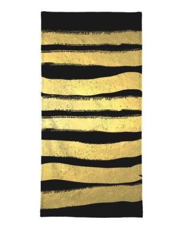 Serviette de bain en éponge-velours en jaune & noir 40x80