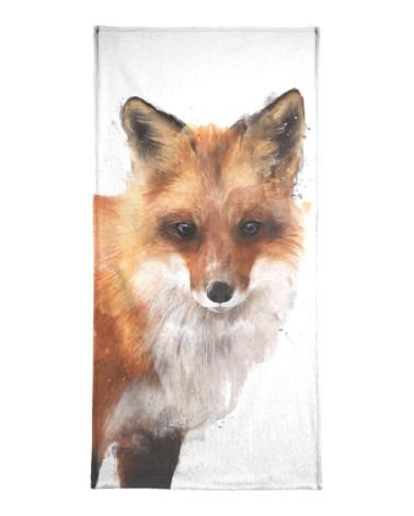 Serviette de bain en éponge-velours en blanc & marron 70x140