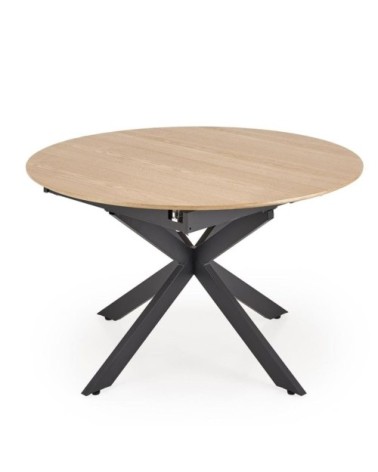 Table ronde extensible avec plateau aspect bois 120 - 200cm