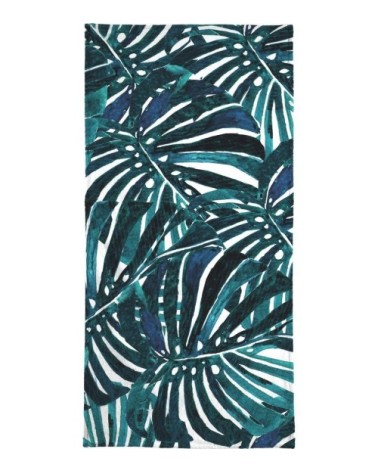 Serviette de bain en éponge-velours en blanc & vert 40x80