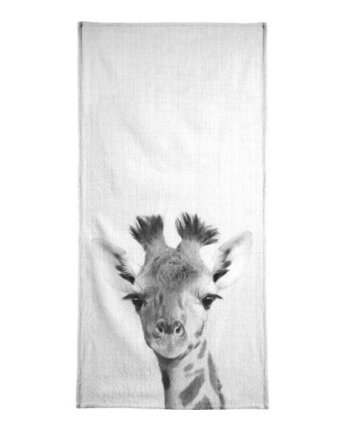 Serviette de bain en éponge-velours en blanc & gris 70x140