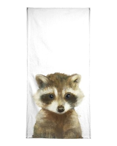 Serviette de bain en éponge-velours en blanc & marron 40x80