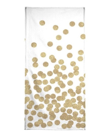 Serviette de bain en éponge-velours en blanc & jaune 70x140