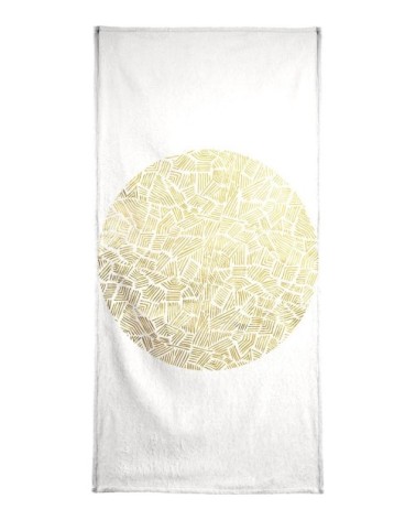 Serviette de bain en éponge-velours en blanc & jaune 40x80