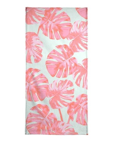 Serviette de bain en éponge-velours en rose & turquoise 40x80