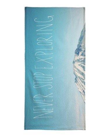 Serviette de bain en éponge-velours en blanc & bleu 70x140