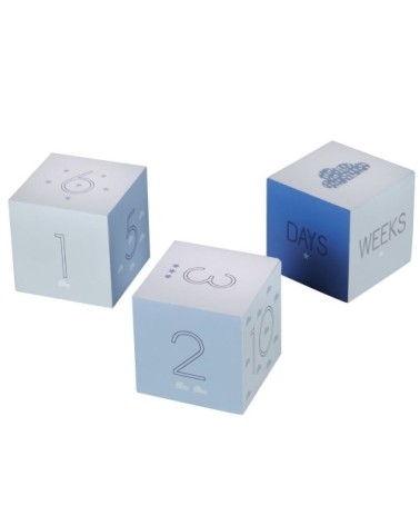 Cubes de naissance bleu, bleu vert et blanc (X3)