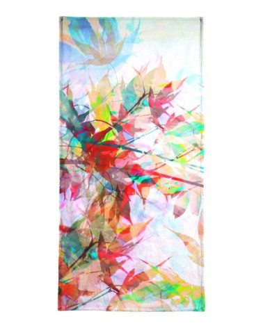 Serviette de bain en éponge-velours en blanc & rouge 40x80