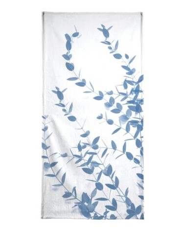 Serviette de bain en éponge-velours en blanc & bleu 40x80