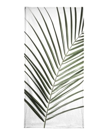 Serviette de bain en éponge-velours en blanc & vert 40x80
