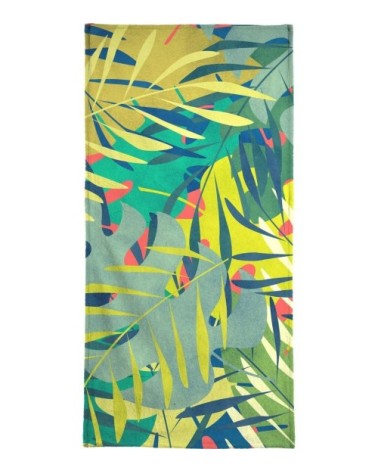 Serviette de bain en éponge-velours en rouge & vert 70x140