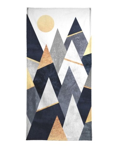 Serviette de bain en éponge-velours en gris & jaune 40x80