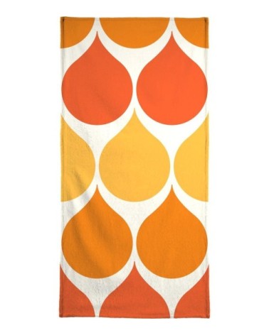 Serviette de bain en éponge-velours en blanc & jaune 70x140