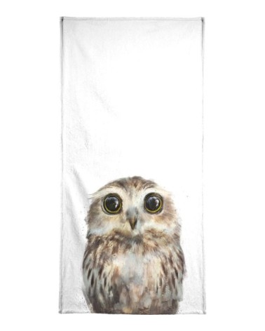 Serviette de bain en éponge-velours en blanc & marron 40x80