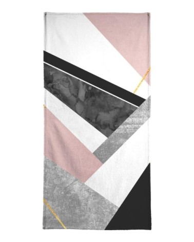 Serviette de bain en éponge-velours en blanc & noir 70x140