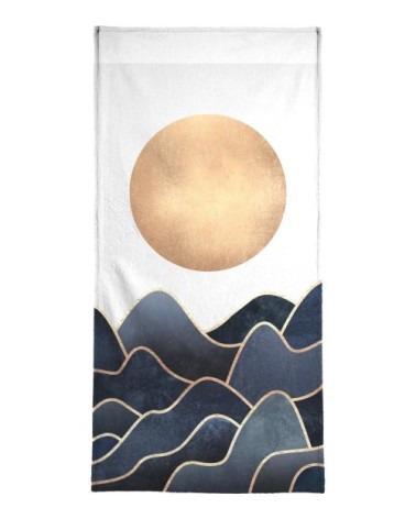 Serviette de bain en éponge-velours en blanc & bleu 40x80