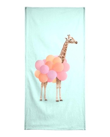 Serviette de bain en éponge-velours en rose & turquoise 40x80