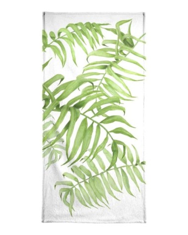 Serviette de bain en éponge-velours en blanc & vert 70x140