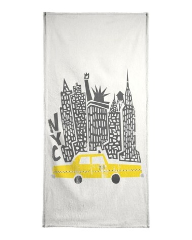 Serviette de bain en éponge-velours en gris & jaune 70x140