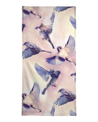 Serviette de bain en éponge-velours en blanc ivoire & rose 70x140